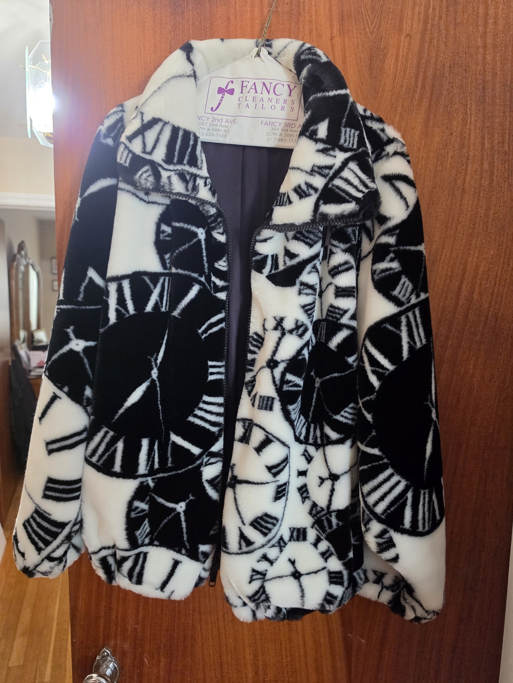 Vintage 1980 Picasso Clock Faux Fur Coat Donnybrook